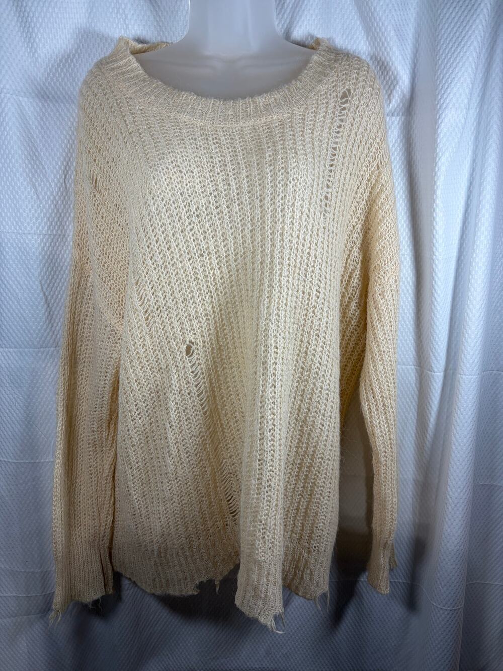 Urban Outfitters Alston Distressed Ivory Sweater EUC